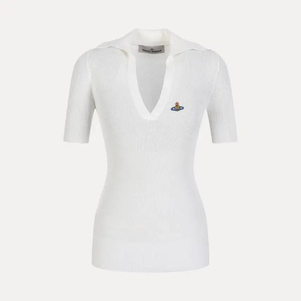 [BUNJANG] Vivienne Westwood Marina Short Sleeve Knit Polo White S / 비비안웨스트우드 마리나 폴로 반팔 니트 화이트 s