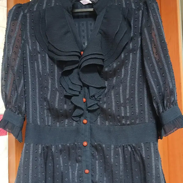 [BUNJANG] Lace Frill Blouse Size 55 / 레이스 프릴 블라우스55사이즈