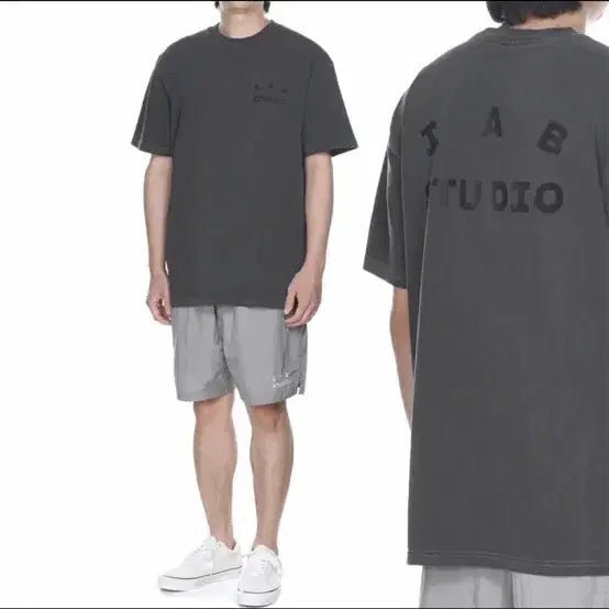 [BUNJANG] IAB Studio Charcoal Short Sleeve T-Shirt / 아이앱 스튜디오