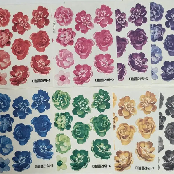 [BUNJANG] Siwol Tokki Double Flower Stickers (1 Set) / 시월토끼 더블플라워 소품 인스 스티커