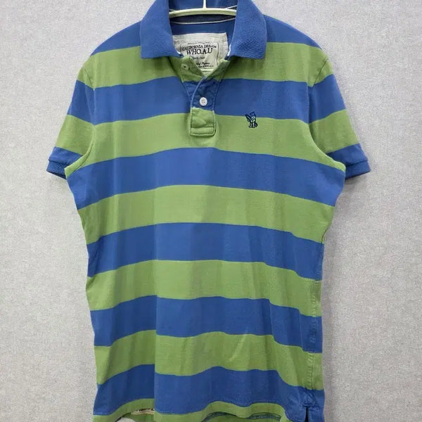 [BUNJANG] WHO.A.U Striped Short-Sleeve Polo Shirt / WHO.A.U 스트라이프 반팔 카라티