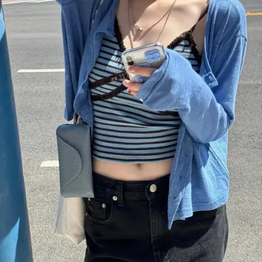 [BUNJANG] Headment Stripe Camisole Blue/Blue / 헤더먼트 스트라이프 케미솔 블루/블루