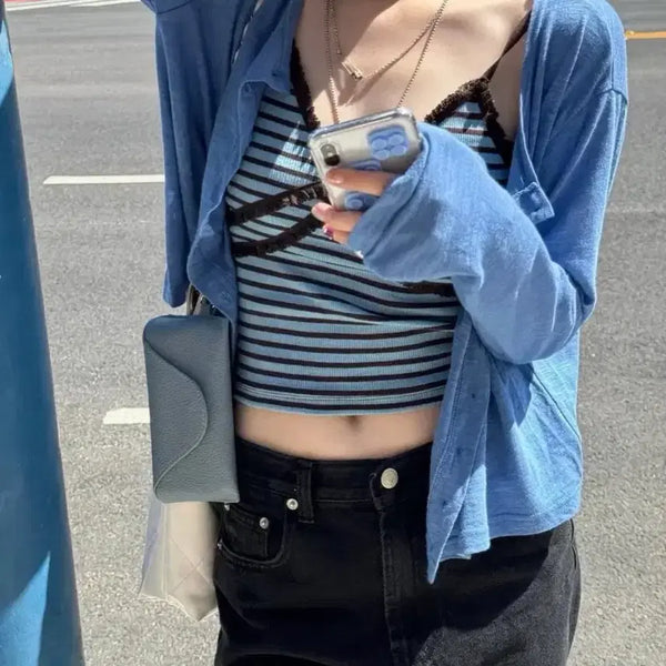 [BUNJANG] Headment Stripe Camisole Blue/Blue / 헤더먼트 스트라이프 케미솔 블루/블루