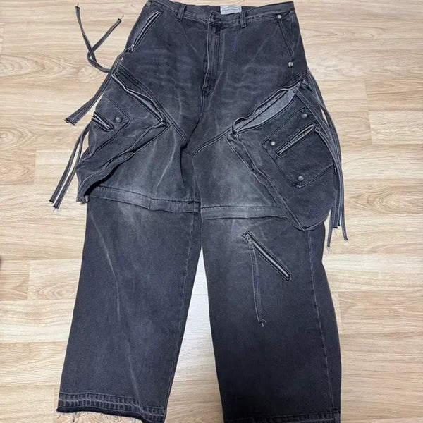 [BUNJANG] Surgery Washed Black Two-Way Pants / 써저리 바지