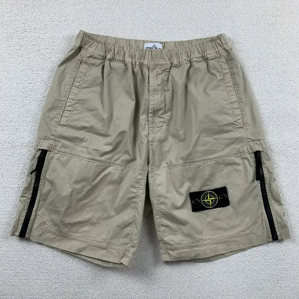 [BUNJANG] Stone Island Supima Cotton Badge Bermuda Pants Beige / 스톤아일랜드 수피마 코튼 와펜 버뮤다 팬츠 베이지