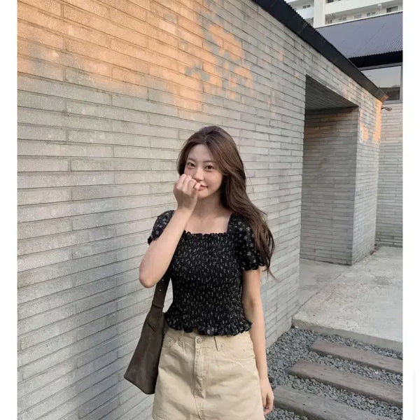 [BUNJANG] Genio Suzy Smoke Blouse Black S / 제니오 수지 스모크 블라우스 블랙 s 유이니 아워캐비넷 메이비베이비