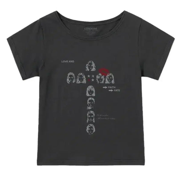 [BUNJANG] IZROOM Kiss The Cross Boatneck Short Sleeve T-Shirt / izroom 키스 더 크로스 보트넥 반팔 티셔츠