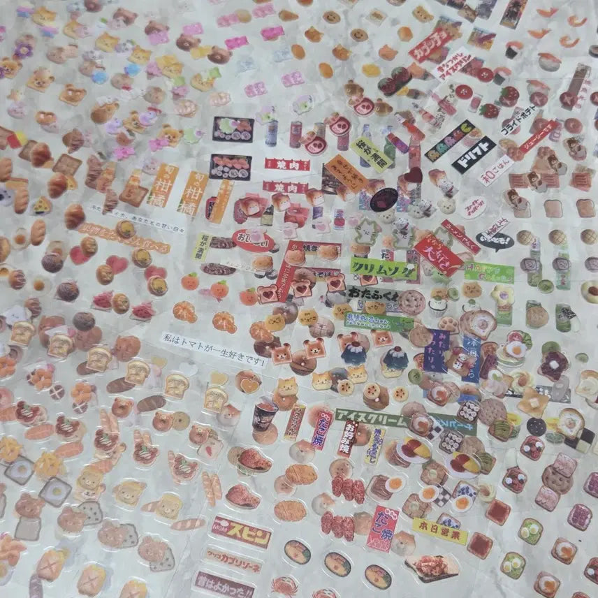 [BUNJANG] Mini Transparent Sticker Set Bakery Bread Ramune Diary Deco / |5장| 미니 투명 스티커 일본문구 베이커리빵라무네 포용다꾸 다이어리