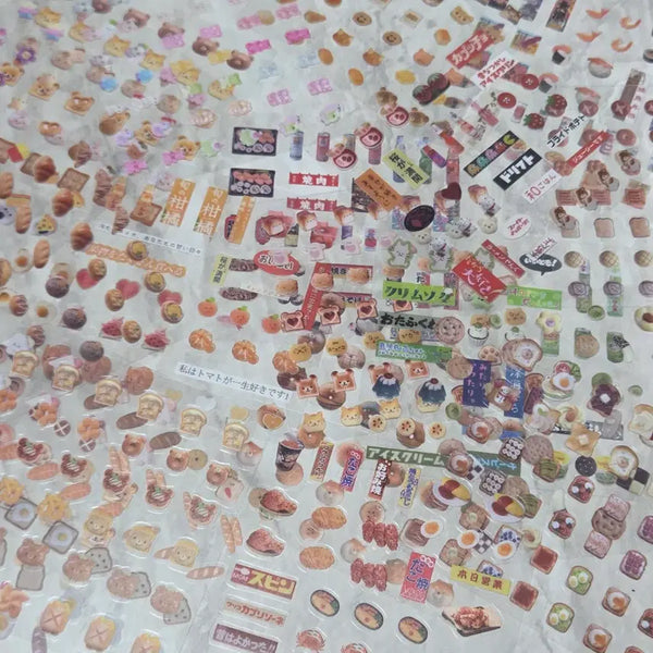 [BUNJANG] Mini Transparent Sticker Set Bakery Bread Ramune Diary Deco / |5장| 미니 투명 스티커 일본문구 베이커리빵라무네 포용다꾸 다이어리