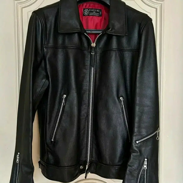 [BUNJANG] Diaphanous Lambskin Leather Single Rider Jacket / 디아프바인 싱글라어더