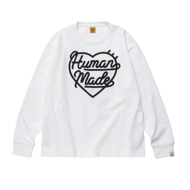 [BUNJANG] Human Made Heart Logo Long Sleeve XL White / 휴먼메이드 하트로고 롱슬리브 XL 화이트
