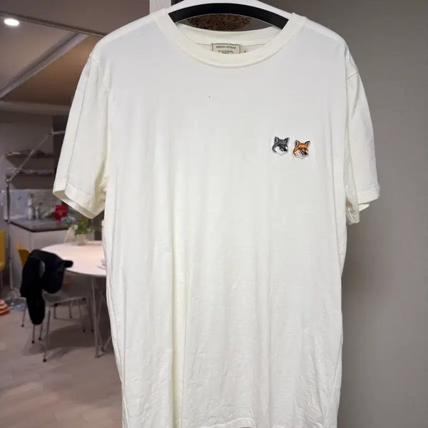 [BUNJANG] Maison Kitsuné Double Fox Short Sleeve T-Shirt Ivory / 메종키츠네 더블 폭스 반팔티 M 아이보리
