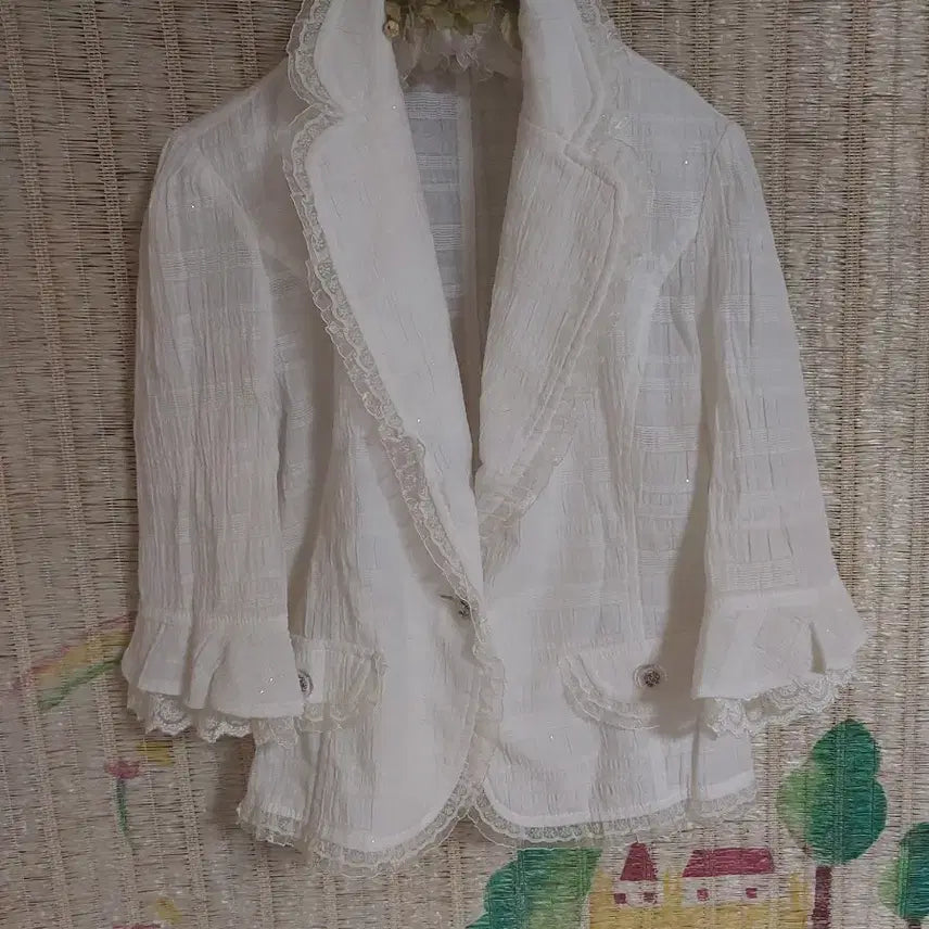[BUNJANG] Unused Lace Collar White Jacket / 미사용)레이스 카라 화이트 자켓