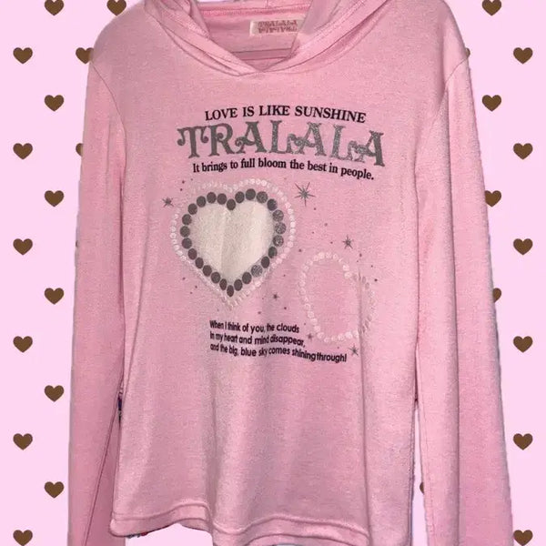 [BUNJANG] Trallalala Strawberry Milk Pink Hoodie / 트랄라라 딸기우유 핑크 후드티