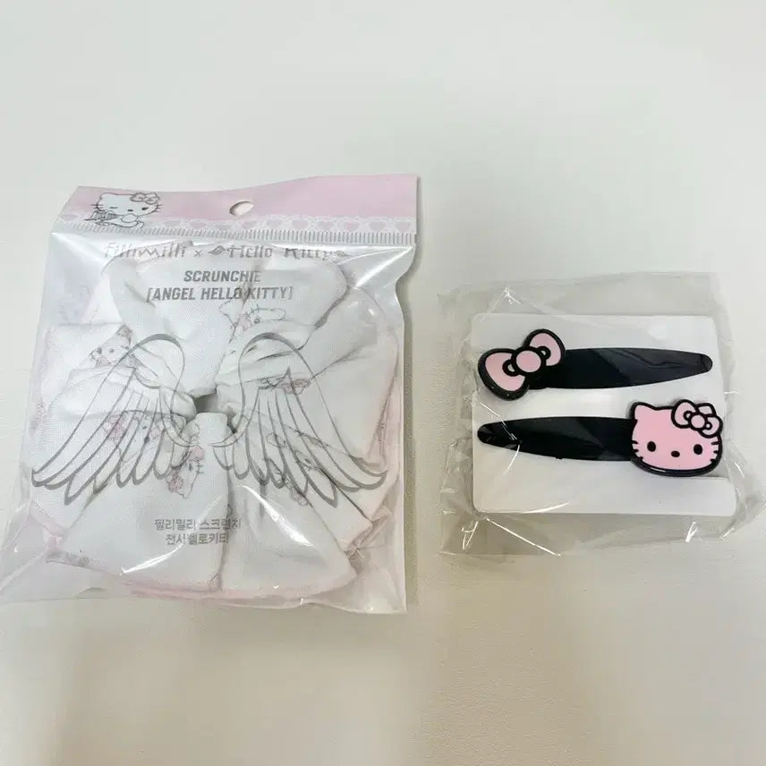 [BUNJANG] Filimili Scrunchie & WakeMake Hello Kitty Hairpin Set / 필리밀리 스크런치 천사 헬로키티+웨이크메이크 헬로키티 헤어핀 머리핀 세트