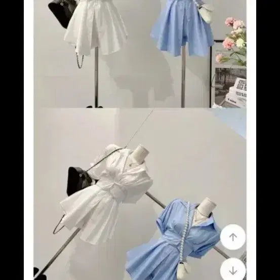 [BUNJANG] Sora Color Blouse and Pants Set with Waist Tie / 소라색. 블라우스 바지 허리끈 세트
