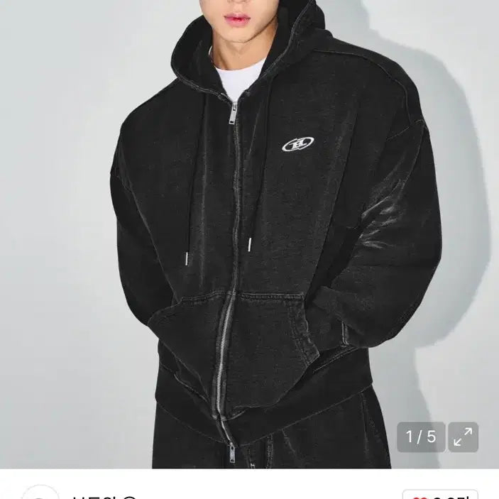 [BUNJANG] Born to Win Denim Like Hooded Zip-up Black / 본투윈 데님 라이크 후드 집업 블랙 3