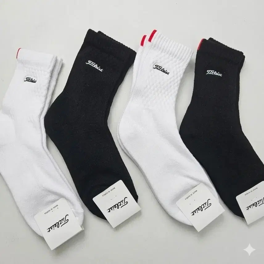 [BUNJANG] Titleist Golf Socks (10 Pairs) - White/Black / 타이틀리스트 골프 양말 10켤레,