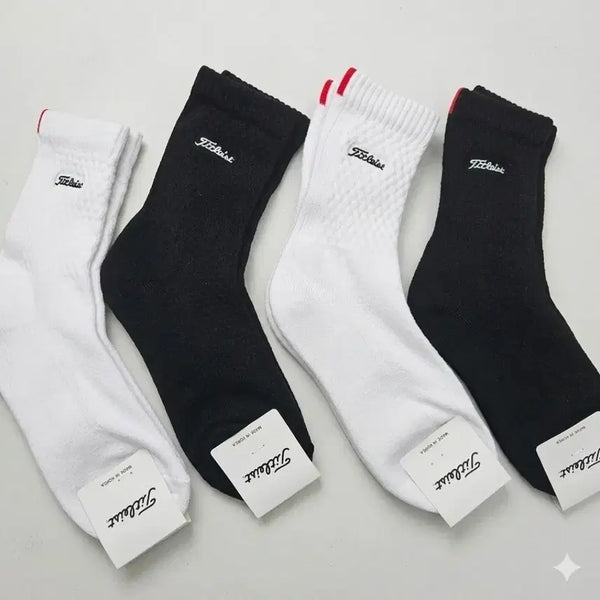 [BUNJANG] Titleist Golf Socks (10 Pairs) - White/Black / 타이틀리스트 골프 양말 10켤레,