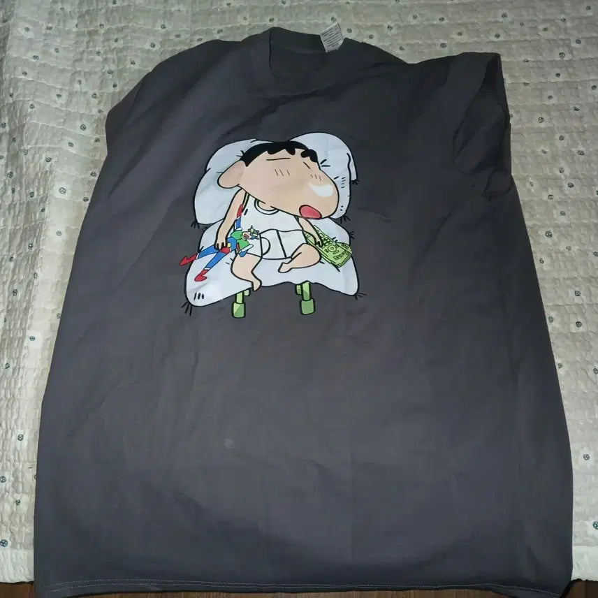 [BUNJANG] Crayon Shin-chan Pajama Short Sleeve T-shirt Charcoal 2XL / 짱구 잠옷 반팔 티셔츠 챠콜2xl
