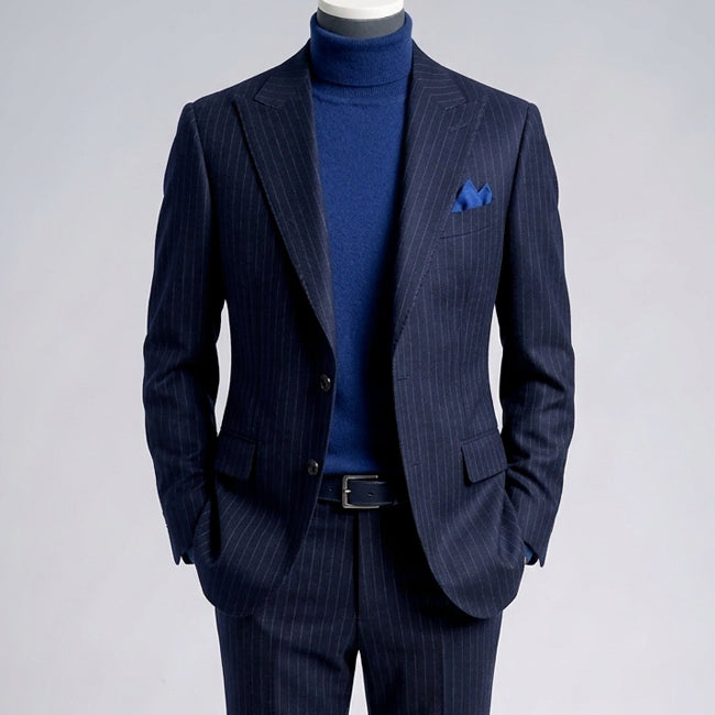 [BUNJANG] Cambridge Members Italy Canonico Flannel Wool Wide Peak Lapel Striped Suit / 캠브리지멤버스/이태리 까노니꼬 플란넬 울 와이드 피크드라펠 수트/100