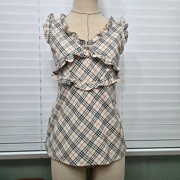 [BUNJANG] Burberry Blue Label Women's Frill Sleeveless Blouse / 버버리 블루라벨 여성 프릴 민소매 나시 블라우스