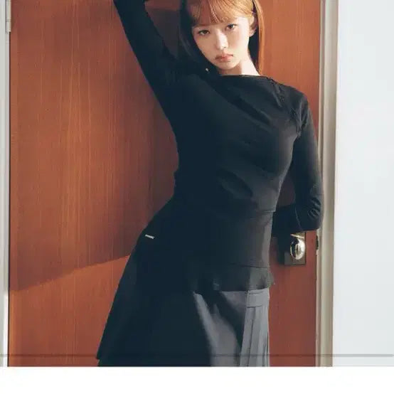 [BUNJANG] MICHAA Slash Button Layered Long Sleeve Black / 미세키서울 Slash button layered long sleeve