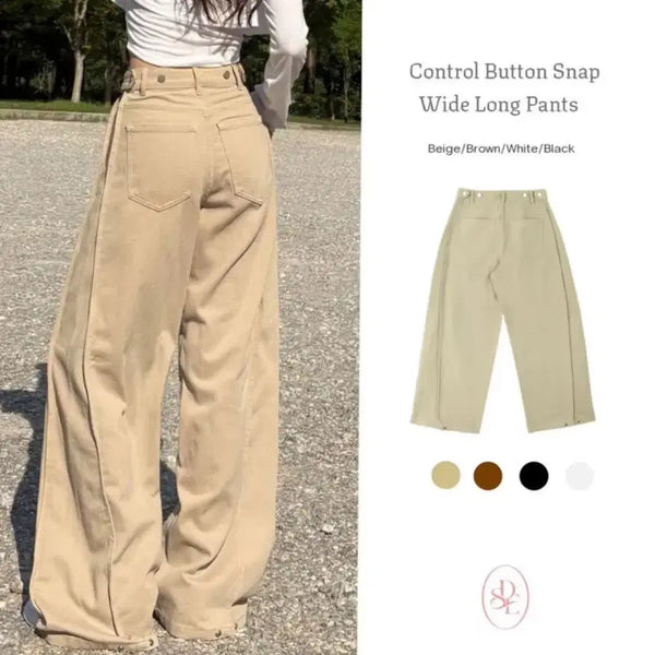 [BUNJANG] Sunday Evening Adjustable Snap Button Wide Pants / 에이블리 선데이이브닝 [사이즈조절/스냅버튼] 와이드팬츠