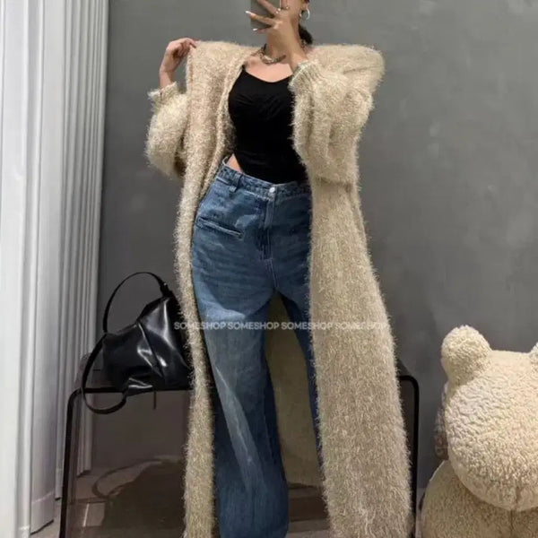 [BUNJANG] Sage Claude Knit Long Cardigan Beige / 세이지 클로드 니트 롱가디건 베이지