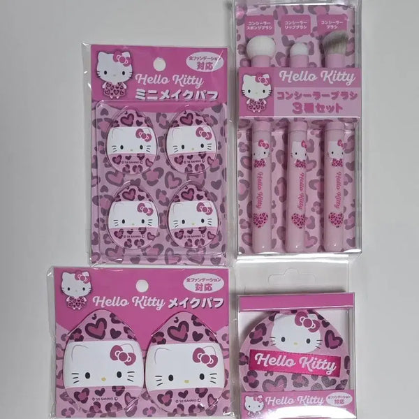 [BUNJANG] Hello Kitty Japanese Genuine Leopard Print Makeup Puff & Brush 4-Piece Set / (최종)헬로키티 일본 정품 호피 메이크업 퍼프 브러시 4종세트 판매해요!