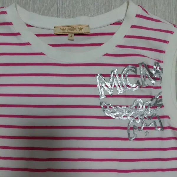 [BUNJANG] MCM Striped T-Shirt Pink Size 55 / MCM 스트라이프 티셔츠 핑크 55