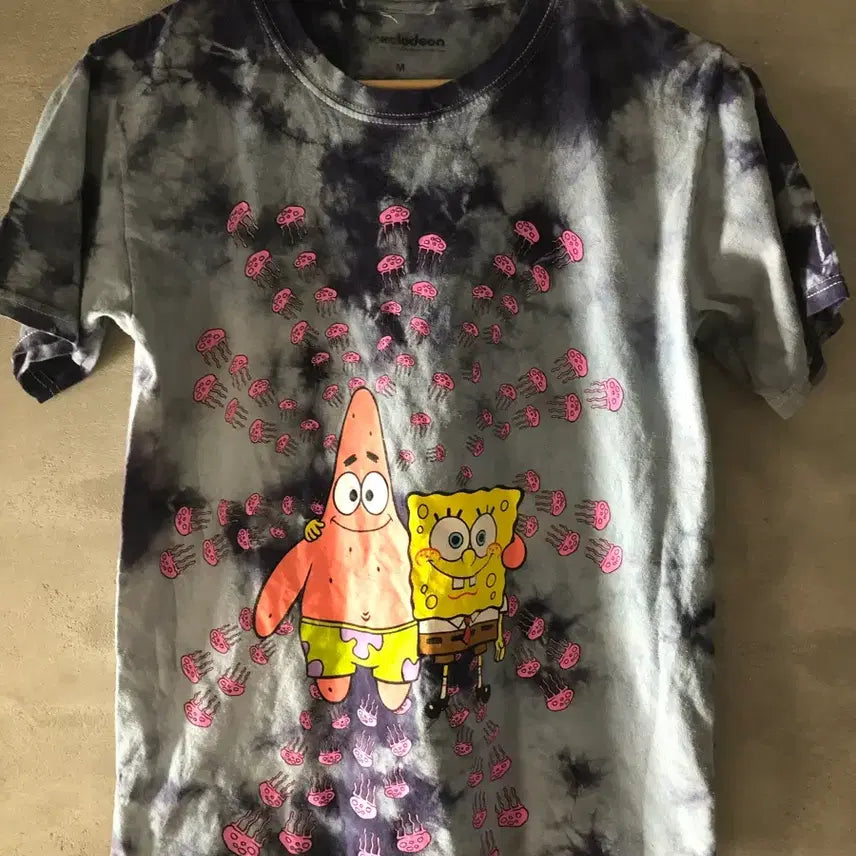 [BUNJANG] 00s Vintage SpongeBob Tie-Dye T-Shirt / 00s 빈티지 스펀지밥 타이다이 티셔츠