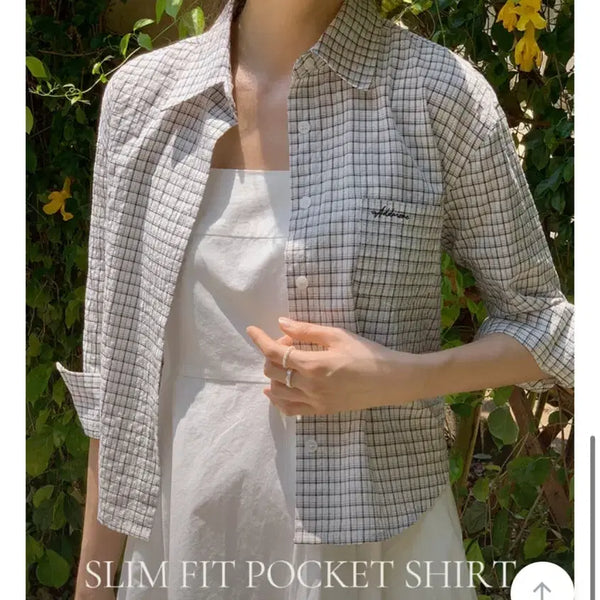 [BUNJANG] Edmore Grid Pocket Embroidered Check Shirt / 에드모어 그리드 포켓 자수 체크 셔츠