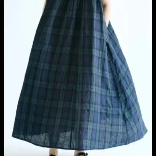 [BUNJANG] Check Pattern Sleeveless Long Dress / 새상품 체크나시롱원피스. 비침없음