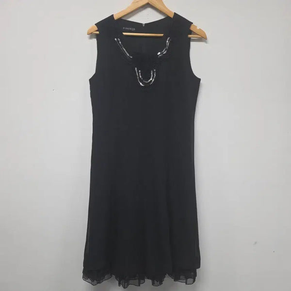 [BUNJANG] PINOKIO Black Beaded Lace Dress / PINOKIO 블랙 비즈 장식 원피스55~ 66