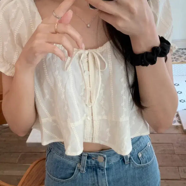 [BUNJANG] Lietz Flip Blouse - Beige / 리에뜨 플립 블라우스 베이지