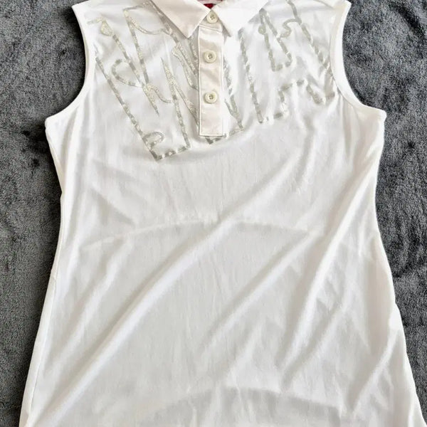 [BUNJANG] WAAC Women's Big Logo Sleeveless Collar T-Shirt Size 3 (95) / [정품]왁(WAAC) 여성 빅로고 민소매  카라 티셔츠 3(95)