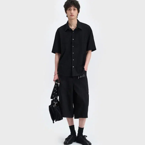 [BUNJANG] Bellier Detour Cargo Bermuda Pants - Washed Black / 벨리에 디투어 카고 버뮤다 팬츠 - 워시드 블랙