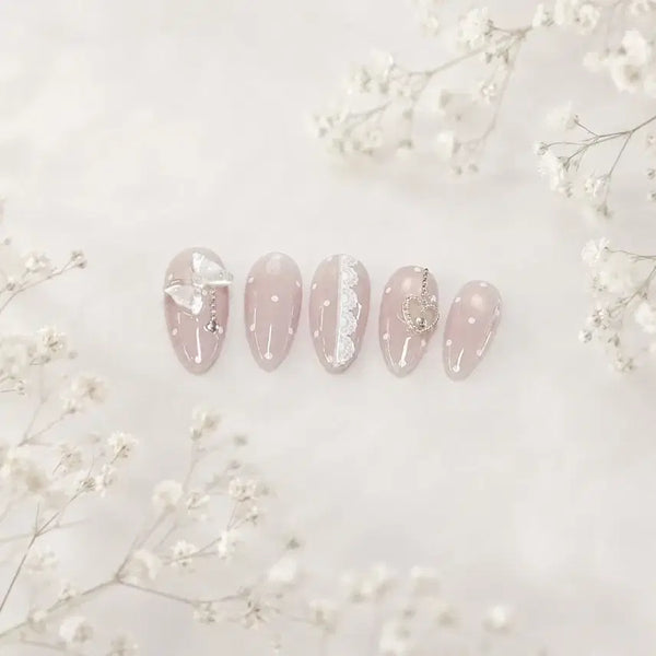 [BUNJANG] Handmade Lovely Lace Ribbon Nail Tips / 월드컵기간할인) 러블리 수제 네일팁