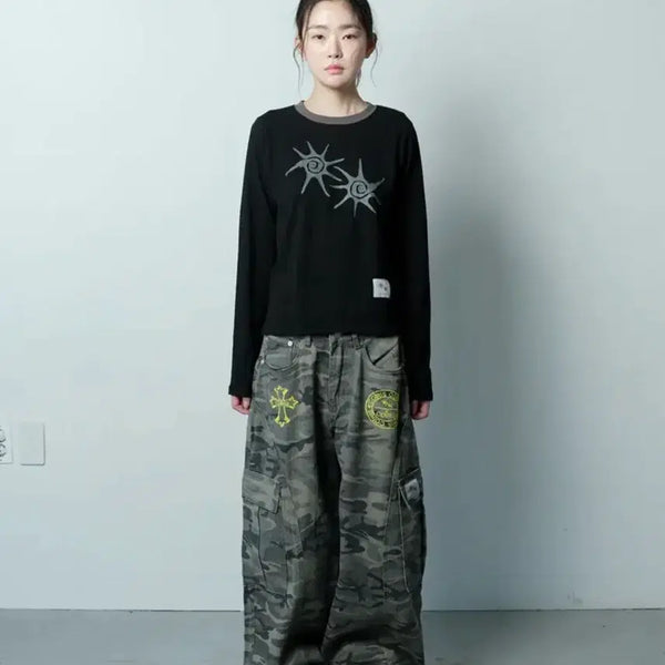 [BUNJANG] Koiris Colorblock Round Neck Long Sleeve T-Shirt / 코이리스 배색 라운드넥 긴팔 티 남녀공용 교신가능