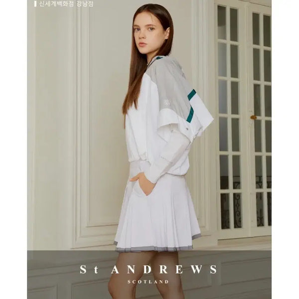 [BUNJANG] Saint Andrews Women's Double Banding Pleated Skirt / 세인트앤드류스여성라인포인트더블밴딩 플리츠스커트M(28)