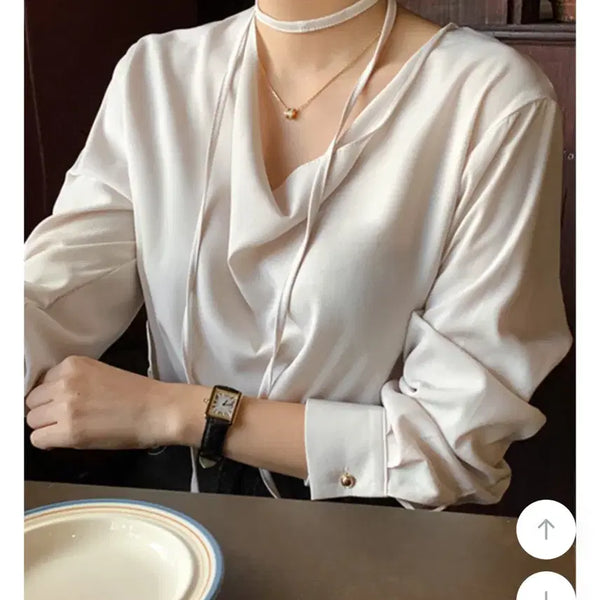 [BUNJANG] Roena Strap Set Drape Blouse / 로에나 스트랩 세트 드레이프 하 블라우스 데일리룩,데이트룩,출근룩, 나들
