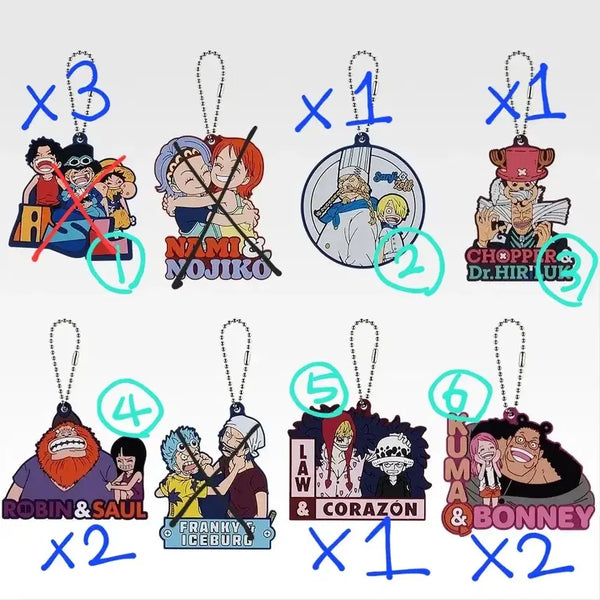 [BUNJANG] One Piece Dramatic Memories Rubber Keychain Set / 원피스 드라마틱 메모리즈 I상 고무 키링 상디쵸파로빈쿠마보니로우