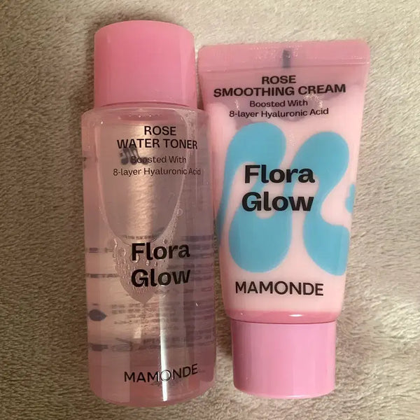[BUNJANG] Mamonde Flora Glow Rose Water Toner & Smoothing Cream Set / [새상품] 마몽드 플로라 글로우 로즈 워터 토너 & 스무딩 크림