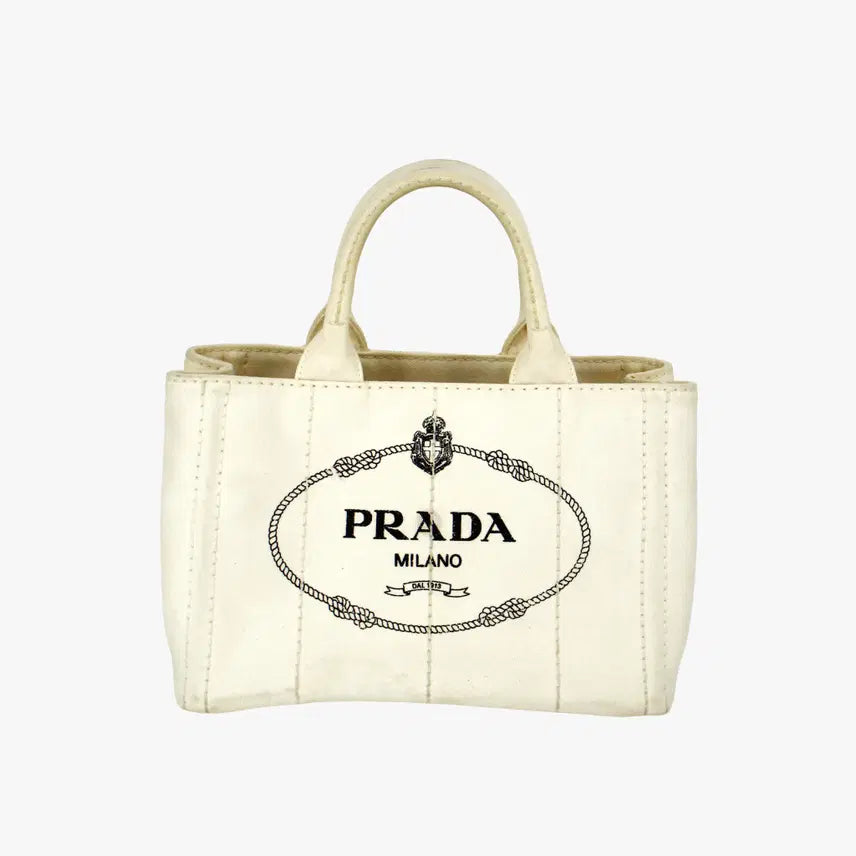 [BUNJANG] Prada Canvas Mini Canapa Tote 2-Way Bag / 프라다 캔버스 미니 카나파 토트 2way 토트백