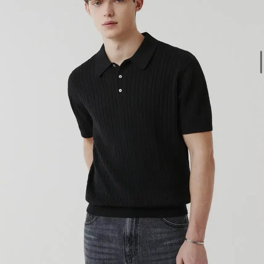 [BUNJANG] Suarez Washable Cable Short Sleeve Knit Black L / 새상품) 수아레 워셔블 케이블 반팔 니트 블랙 L