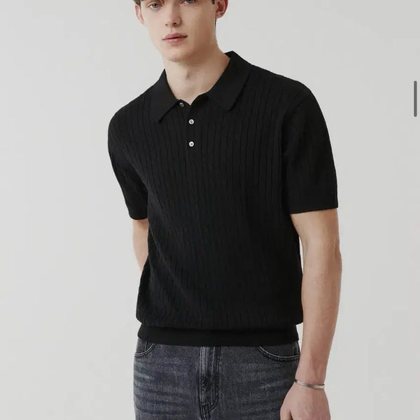 [BUNJANG] Suarez Washable Cable Short Sleeve Knit Black L / 새상품) 수아레 워셔블 케이블 반팔 니트 블랙 L