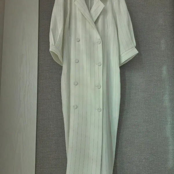 [BUNJANG] JOURNAL Pinstripe Double Button Suit Long Dress / JOURNAL 슈트 롱원피스