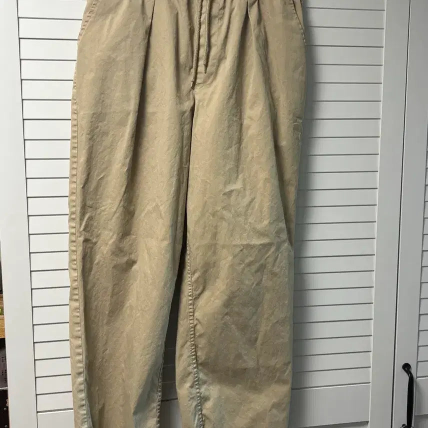 [BUNJANG] Node Archive Wide Tapered Banding Chino Pants (Light Khaki) / 노드아카이브 와이드 테이퍼드 밴딩 치노 팬츠 (라이트 카키)
