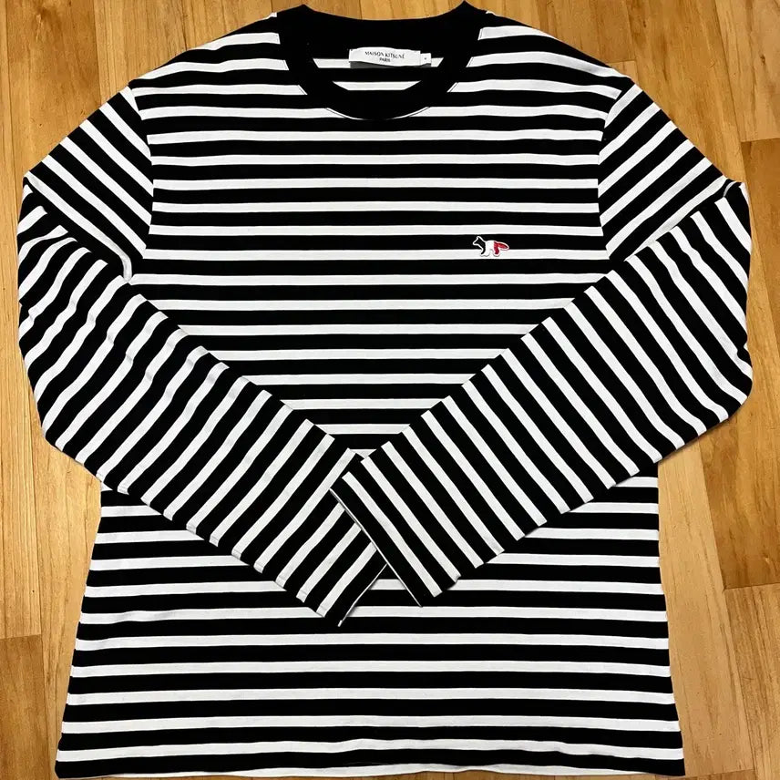 [BUNJANG] Maison Kitsuné Striped Long Sleeve T-shirt Black White / 메종키츠네 단가라 긴팔티 블랙 화이트